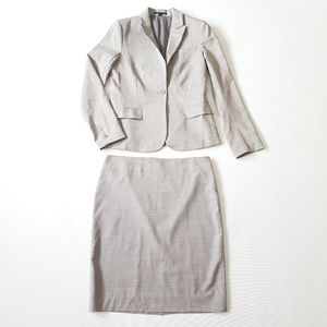 Theory Suit Gabe Blazer Frieda Skirt Gray Wool 10